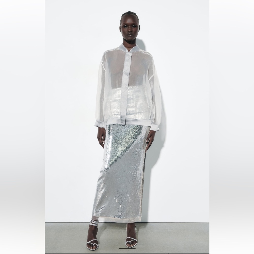 SATIN EFFECT ORGANZA BOMBER